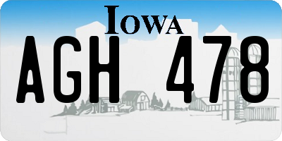 IA license plate AGH478
