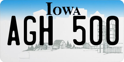 IA license plate AGH500