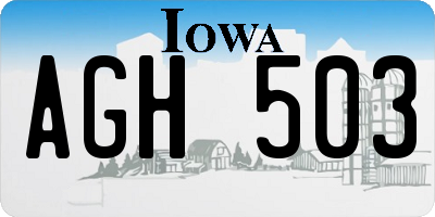 IA license plate AGH503