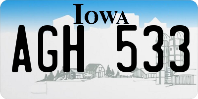 IA license plate AGH533