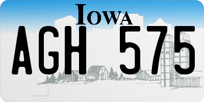 IA license plate AGH575