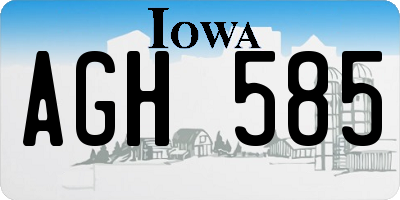 IA license plate AGH585