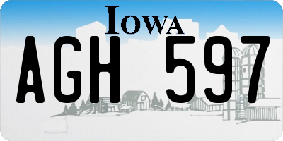 IA license plate AGH597