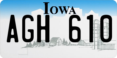 IA license plate AGH610