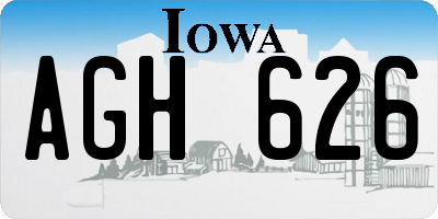 IA license plate AGH626