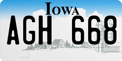 IA license plate AGH668