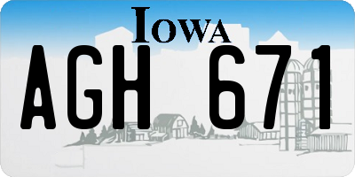 IA license plate AGH671
