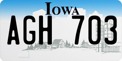 IA license plate AGH703