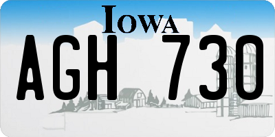 IA license plate AGH730