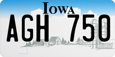 IA license plate AGH750