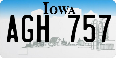 IA license plate AGH757