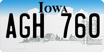 IA license plate AGH760