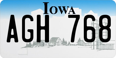 IA license plate AGH768