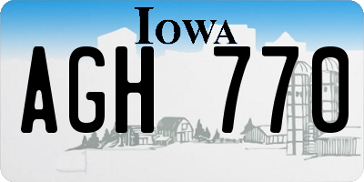 IA license plate AGH770