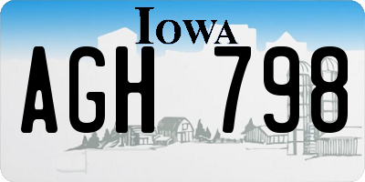 IA license plate AGH798