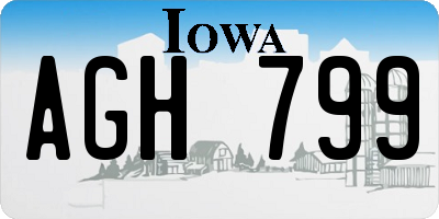 IA license plate AGH799