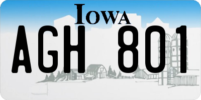 IA license plate AGH801