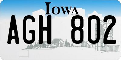 IA license plate AGH802