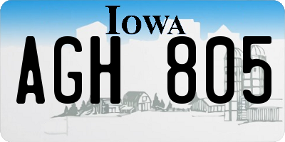 IA license plate AGH805