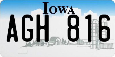 IA license plate AGH816