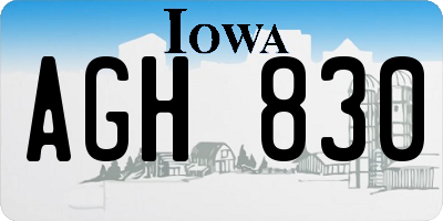 IA license plate AGH830