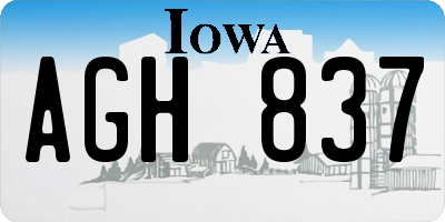 IA license plate AGH837