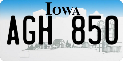IA license plate AGH850
