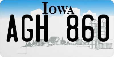 IA license plate AGH860