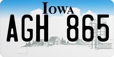 IA license plate AGH865