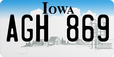 IA license plate AGH869