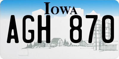 IA license plate AGH870