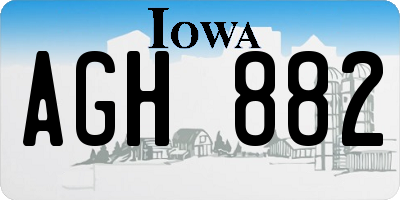 IA license plate AGH882