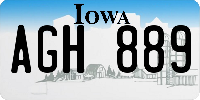 IA license plate AGH889