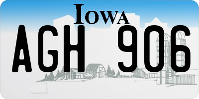 IA license plate AGH906