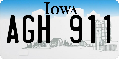 IA license plate AGH911