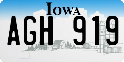 IA license plate AGH919