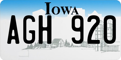 IA license plate AGH920