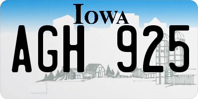 IA license plate AGH925