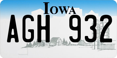 IA license plate AGH932