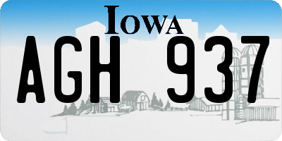 IA license plate AGH937