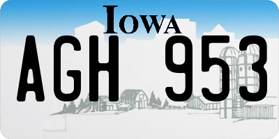 IA license plate AGH953