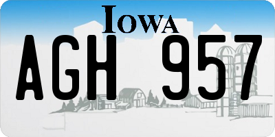 IA license plate AGH957