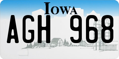 IA license plate AGH968