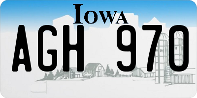 IA license plate AGH970