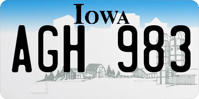 IA license plate AGH983