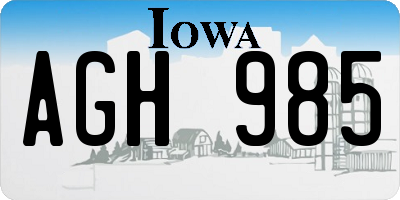 IA license plate AGH985