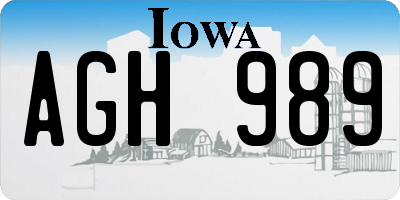 IA license plate AGH989