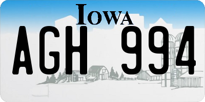 IA license plate AGH994