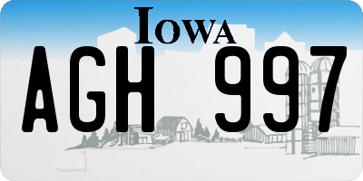 IA license plate AGH997