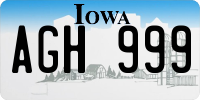 IA license plate AGH999